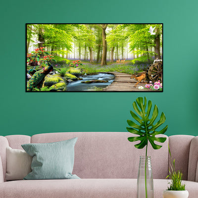Beautiful Forest Scenery Floating Frame Canvas Wall Painting