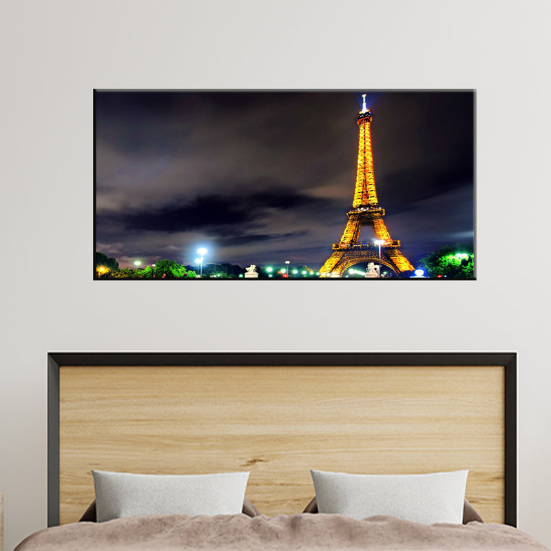 Eiffel Tower Night View Floating Frame Canvas Wall Painting