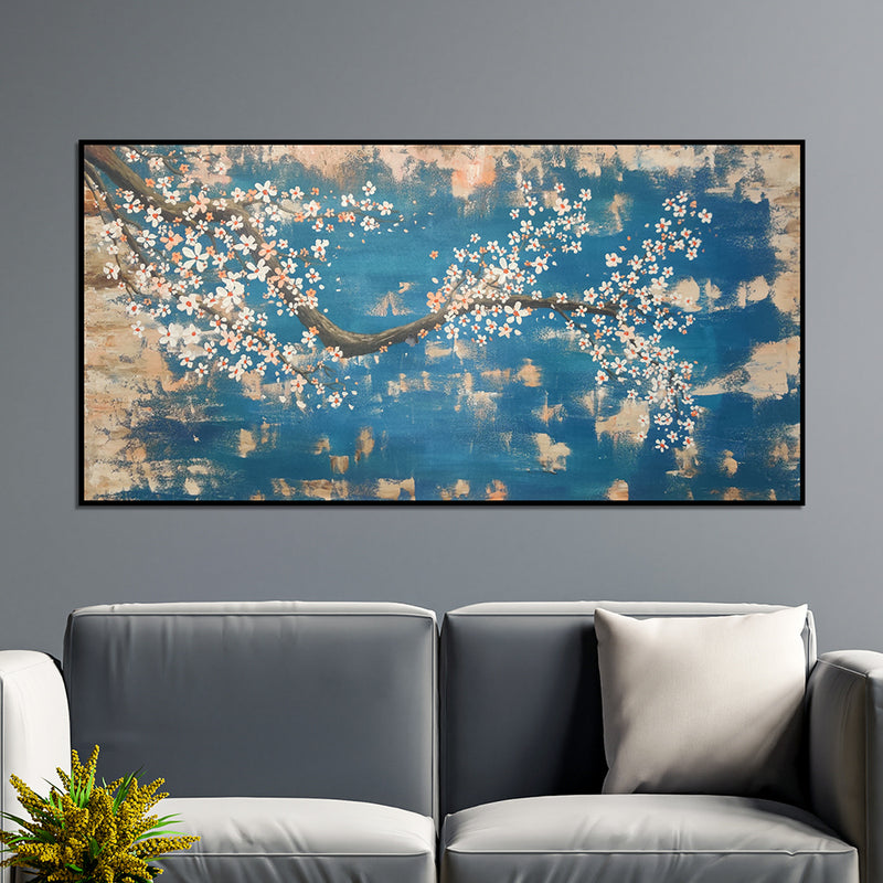 Acrylic Handmade Cherry Blossom Flower Canvas Wall Painting 