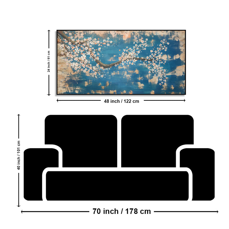 Acrylic Handmade Cherry Blossom Flower Canvas Wall Painting 