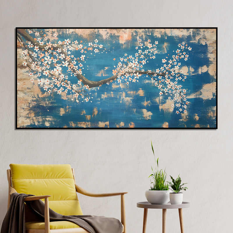 Acrylic Handmade Cherry Blossom Flower Canvas Wall Painting 