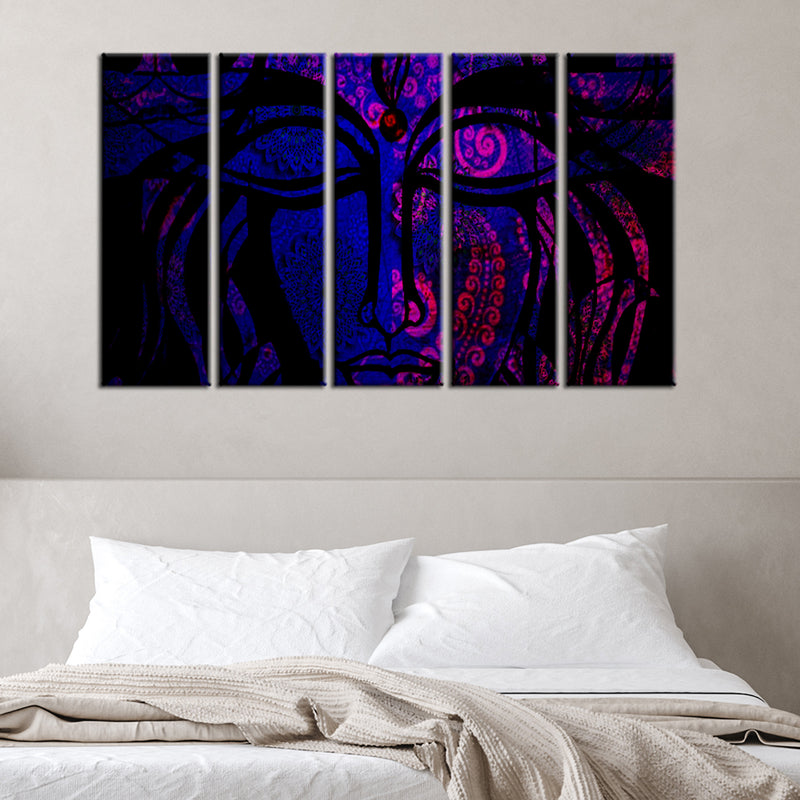 Lord Shiva Mandala Canvas Wall Painting- With 5 Frames