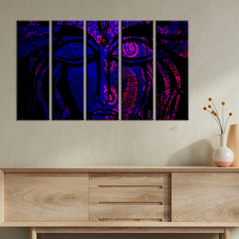 Lord Shiva Mandala Canvas Wall Painting- With 5 Frames