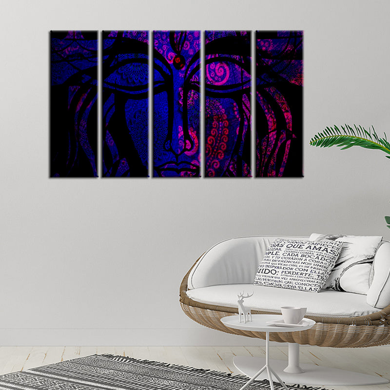 Lord Shiva Mandala Canvas Wall Painting- With 5 Frames