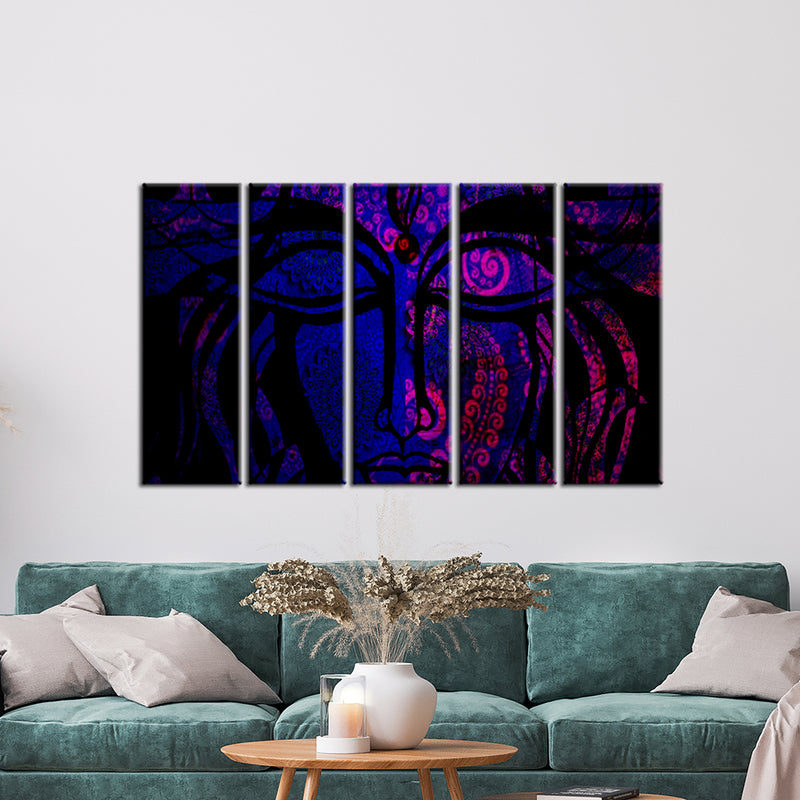 Lord Shiva Mandala Canvas Wall Painting- With 5 Frames