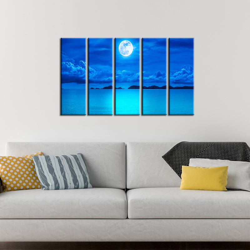 Blue Heaven In Earth Canvas Wall Painting- With 5 Frames