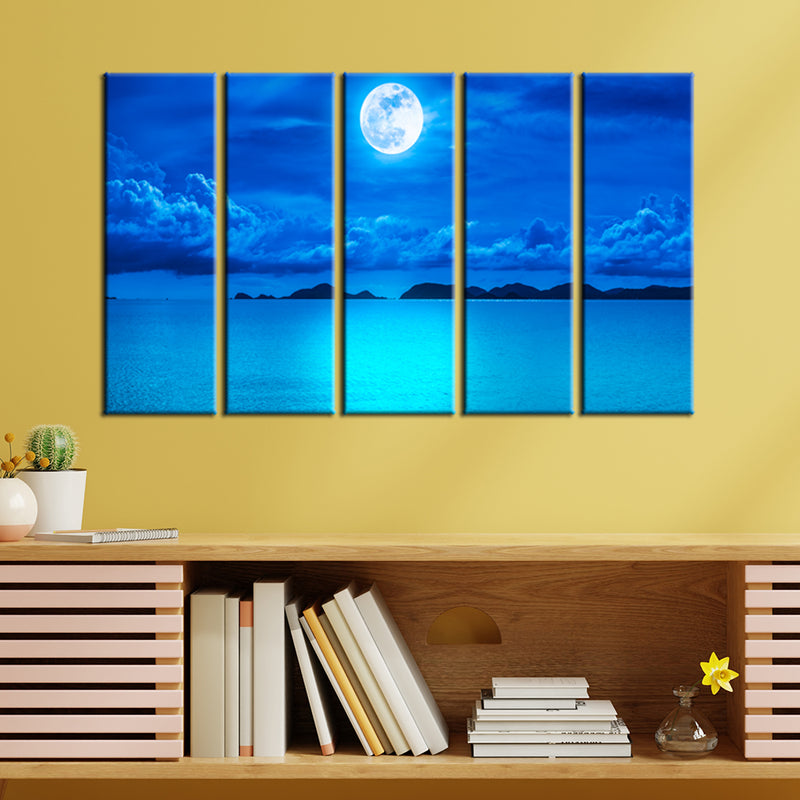 Blue Heaven In Earth Canvas Wall Painting- With 5 Frames