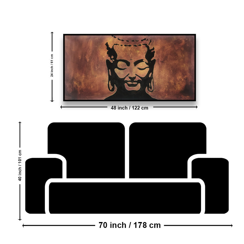 Acrylic Handmade Buddha Face Illustration Canvas Wall Painting (Hand Painting)