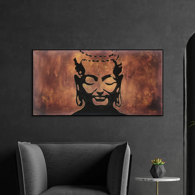 Acrylic Handmade Buddha Face Illustration Canvas Wall Painting (Hand Painting)