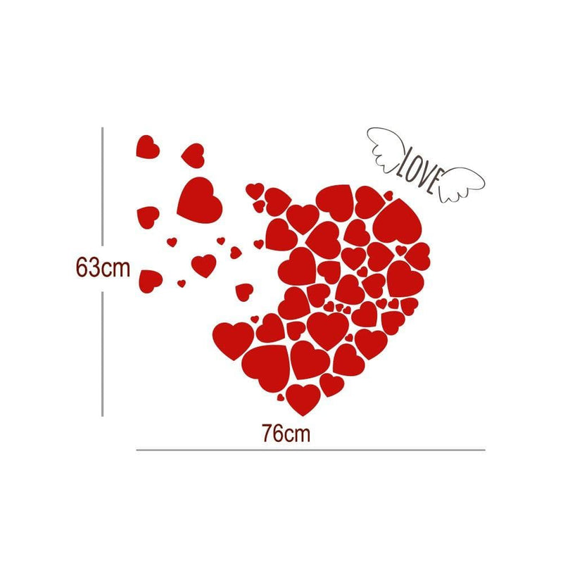DECORGLANCE Decorative sticker Romantic Heart Shape Wall Sticker And Wall Decal 76 x 63 cm