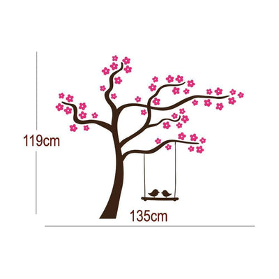 DECORGLANCE Decorative sticker Romantic Tree Wall Sticker With Pink Flowers
