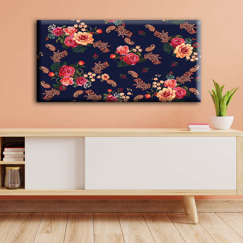 Floral Pattern Madhubani Art Canvas Wall Painting