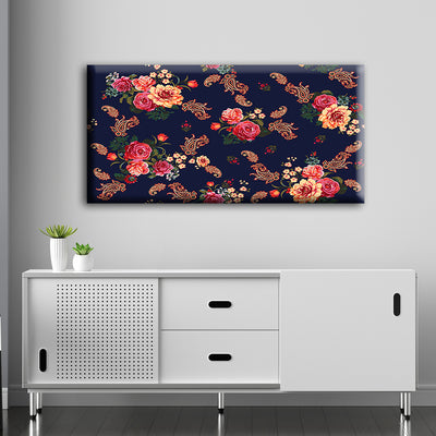 Floral Pattern Madhubani Art Canvas Wall Painting