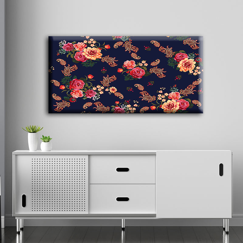 Floral Pattern Madhubani Art Canvas Wall Painting