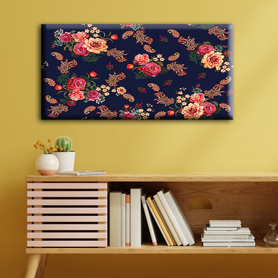 Floral Pattern Madhubani Art Canvas Wall Painting