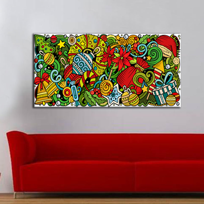 Christmas Doddle Art Canvas Wall Painting