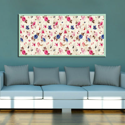 Beautiful Pink & Blue Floral Pattern Wall Painting