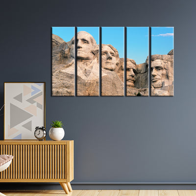 Mount Rushmore Rock Art Canvas Wall Painting- With 5 Frames
