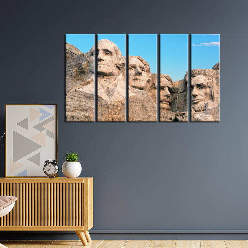 Mount Rushmore Rock Art Canvas Wall Painting- With 5 Frames