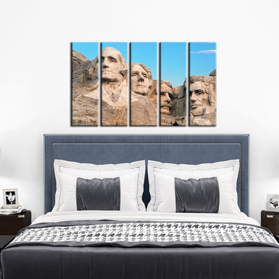 Mount Rushmore Rock Art Canvas Wall Painting- With 5 Frames