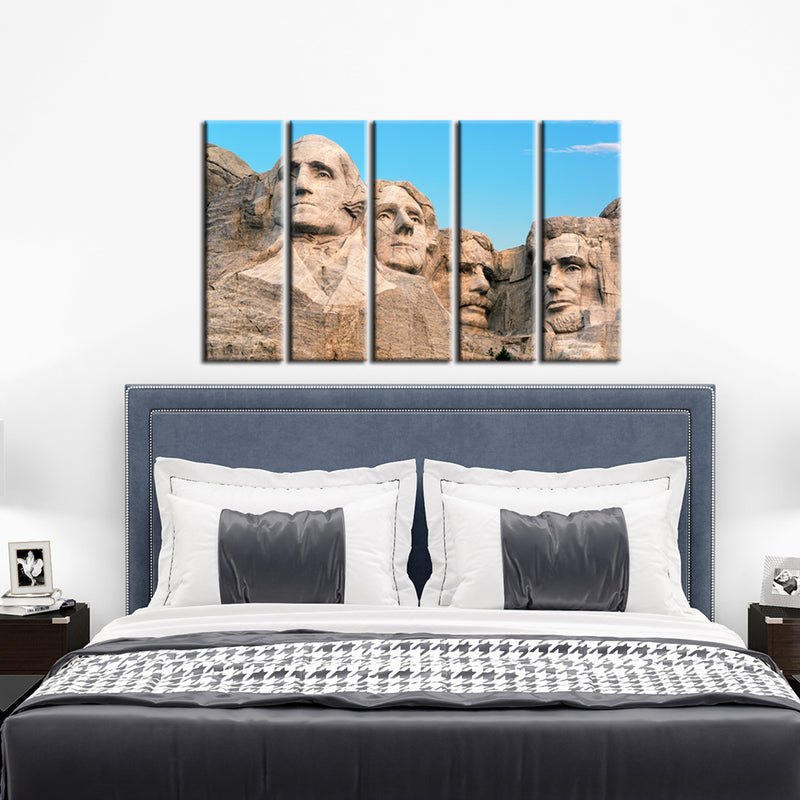 Mount Rushmore Rock Art Canvas Wall Painting- With 5 Frames