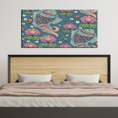 Madhubani Pattern Fish & Lotus Wall Painting