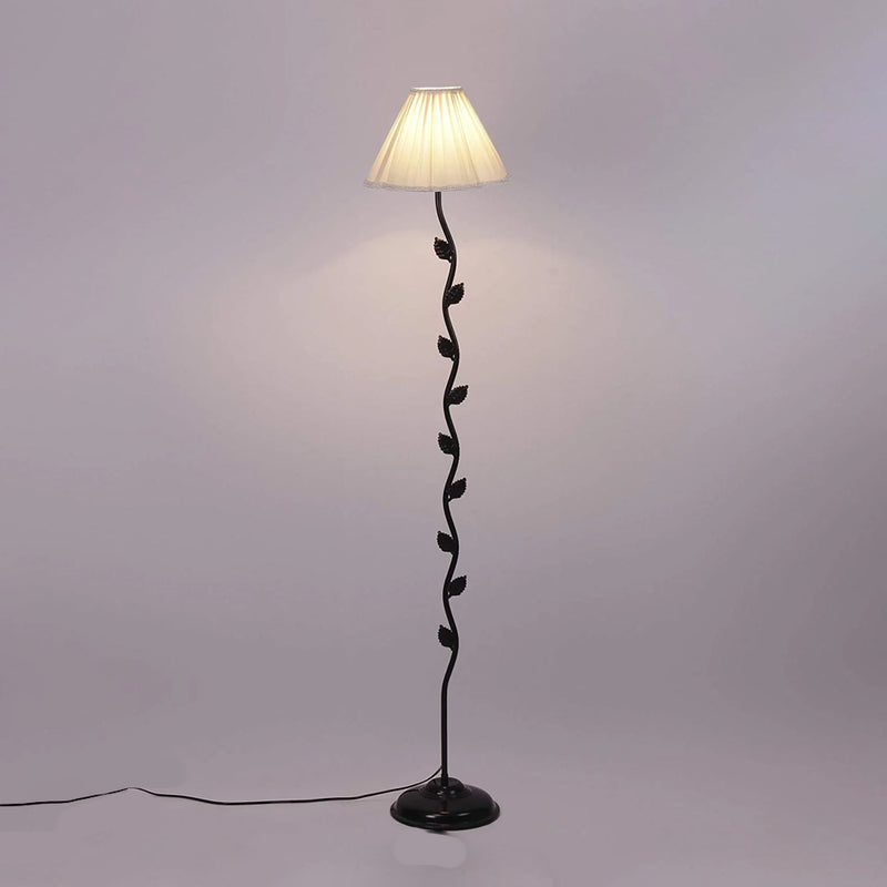 Off-White Cotton Vintage Floor Lamp