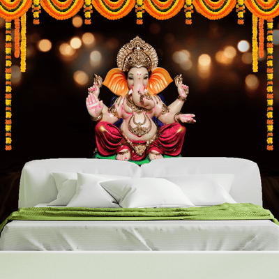 DECORGLANCE Ganpati Bappa Digitally Painting Wallpaper