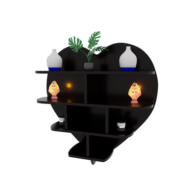 Heart Shape Walnut Wooden Wall Display Shelf