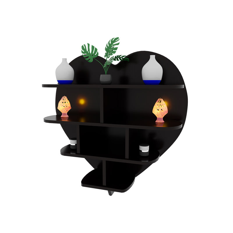 Heart Shape Walnut Wooden Wall Display Shelf