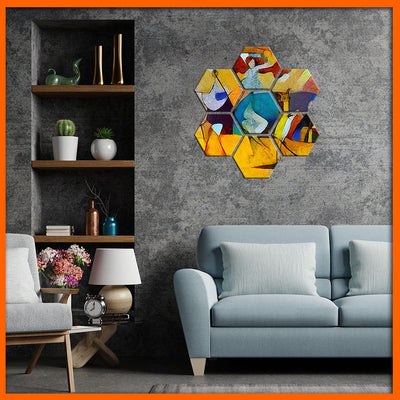 DecorGlance Hexagonal painting Picasso Painting Hexagonal Canvas Wall Painting - 7pcs