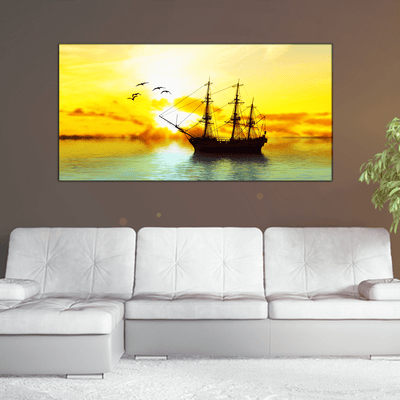 DECORGLANCE Home & Garden > Decor > Artwork > Posters, Prints, & Visual Artwork Sailboat Canvas Wall Painting