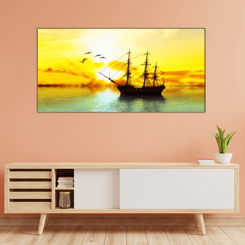 DECORGLANCE Home & Garden > Decor > Artwork > Posters, Prints, & Visual Artwork Sailboat Canvas Wall Painting