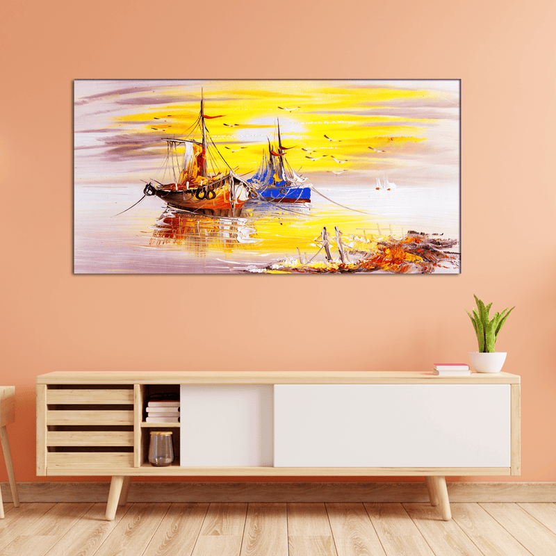 DECORGLANCE Home & Garden > Decor > Artwork > Posters, Prints, & Visual Artwork Sailing Boat Canvas Wall Painting