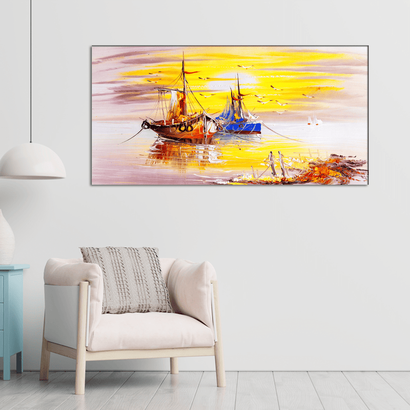 DECORGLANCE Home & Garden > Decor > Artwork > Posters, Prints, & Visual Artwork Sailing Boat Canvas Wall Painting