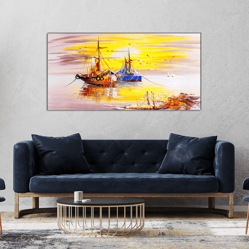 DECORGLANCE Home & Garden > Decor > Artwork > Posters, Prints, & Visual Artwork Sailing Boat Canvas Wall Painting