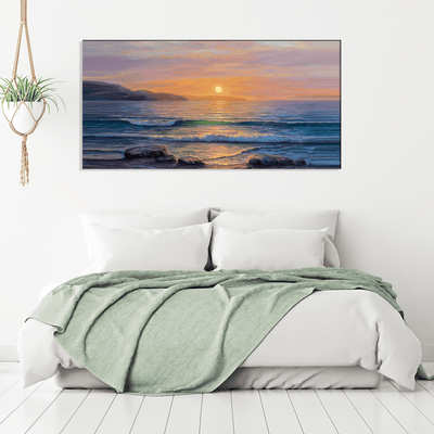 DECORGLANCE Home & Garden > Decor > Artwork > Posters, Prints, & Visual Artwork Sea Side Sunrise View Canvas Wall Painting