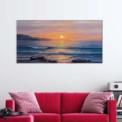 DECORGLANCE Home & Garden > Decor > Artwork > Posters, Prints, & Visual Artwork Sea Side Sunrise View Canvas Wall Painting