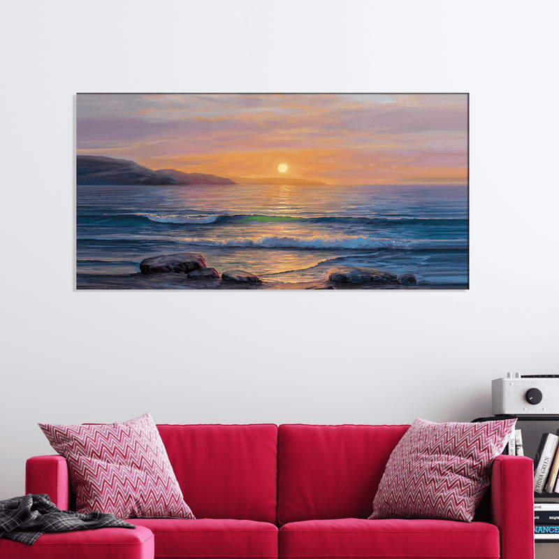 DECORGLANCE Home & Garden > Decor > Artwork > Posters, Prints, & Visual Artwork Sea Side Sunrise View Canvas Wall Painting