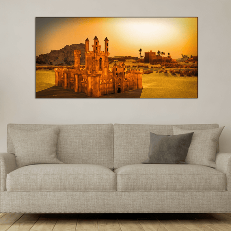 DECORGLANCE Home & Garden > Decor > Artwork > Posters, Prints, & Visual Artwork Sunset at Arabic Town Canvas Wall Painting