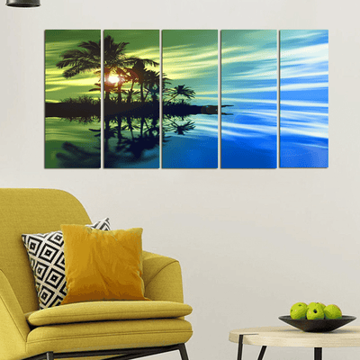 decorglance Home & Garden > Decor > Artwork > Posters, Prints, & Visual Artwork Panel Paintings Sunset landscape View Canvas Wall Paintings - With 5 Panel