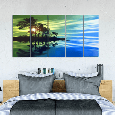 decorglance Home & Garden > Decor > Artwork > Posters, Prints, & Visual Artwork Panel Paintings Sunset landscape View Canvas Wall Paintings - With 5 Panel