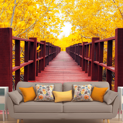 DECORGLANCE Home & Garden > Decor > Artwork > Posters, Prints, & Visual Artwork Timber Bridge Forest Digitally Painting Wallpapers