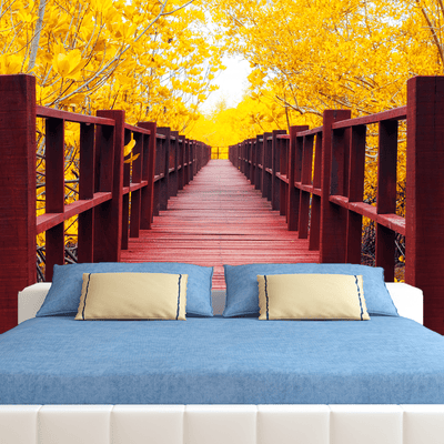 DECORGLANCE Home & Garden > Decor > Artwork > Posters, Prints, & Visual Artwork Timber Bridge Forest Digitally Painting Wallpapers