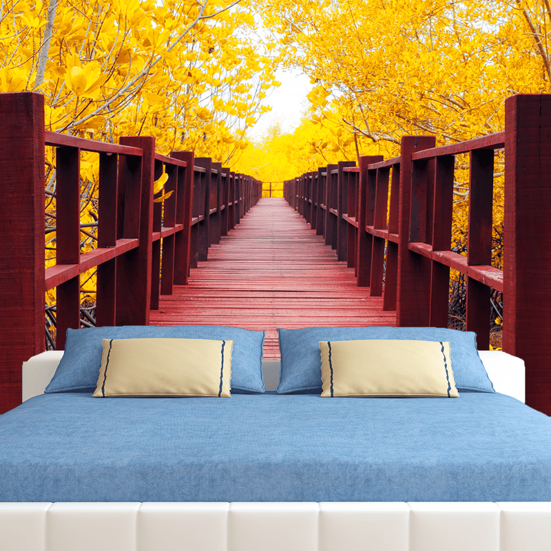 DECORGLANCE Home & Garden > Decor > Artwork > Posters, Prints, & Visual Artwork Timber Bridge Forest Digitally Painting Wallpapers