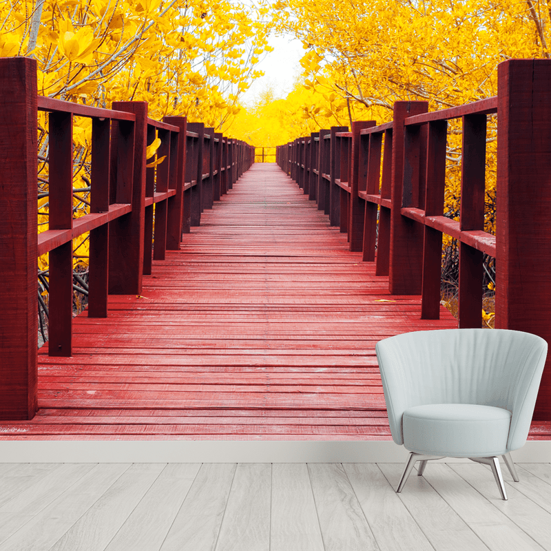 DECORGLANCE Home & Garden > Decor > Artwork > Posters, Prints, & Visual Artwork Timber Bridge Forest Digitally Painting Wallpapers