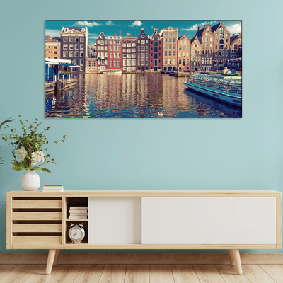 DECORGLANCE Home & Garden > Decor > Artwork > Posters, Prints, & Visual Artwork Town River Canvas Wall Painting