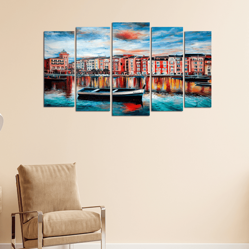decorglance Home & Garden > Decor > Artwork > Posters, Prints, & Visual Artwork Panel Paintings Venice Beautiful Scenery Canvas Printed Wall Painting- With 5 Panel