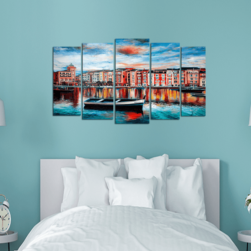 decorglance Home & Garden > Decor > Artwork > Posters, Prints, & Visual Artwork Panel Paintings Venice Beautiful Scenery Canvas Printed Wall Painting- With 5 Panel