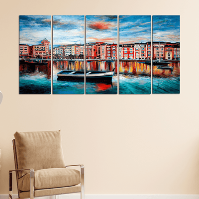 decorglance Home & Garden > Decor > Artwork > Posters, Prints, & Visual Artwork Panel Paintings Venice Beautiful Scenery Canvas Wall Painting- With 5 Panel